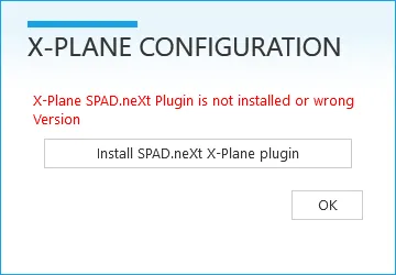 SPAD.neXt X-Plane plugin configuration dialog